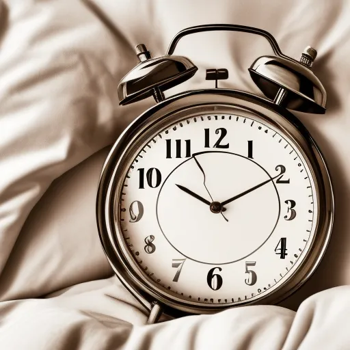

An image of a person lying in bed with their eyes closed, surrounded by a peaceful atmosphere and a clock showing the time as 6am. The image conveys the idea of getting a good night's sleep and rising early to start the day