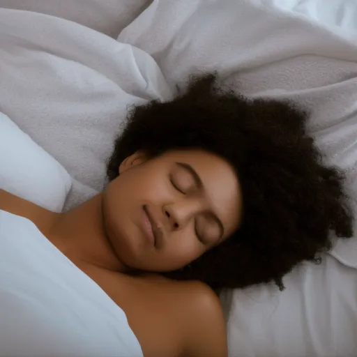 

This image shows a person lying in bed with their eyes closed, surrounded by a peaceful blue light. The person is using Cognitive Behavioral Therapy (CBT) to treat their insomnia, a common sleep disorder. CBT is a type of psych