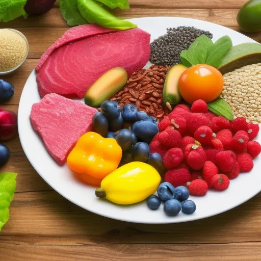 

This image shows a plate of healthy, nutritious food including a variety of fruits, vegetables, and whole grains. The vibrant colors of the food represent the wide range of vitamins and minerals that are essential for a good night's sleep. The plate